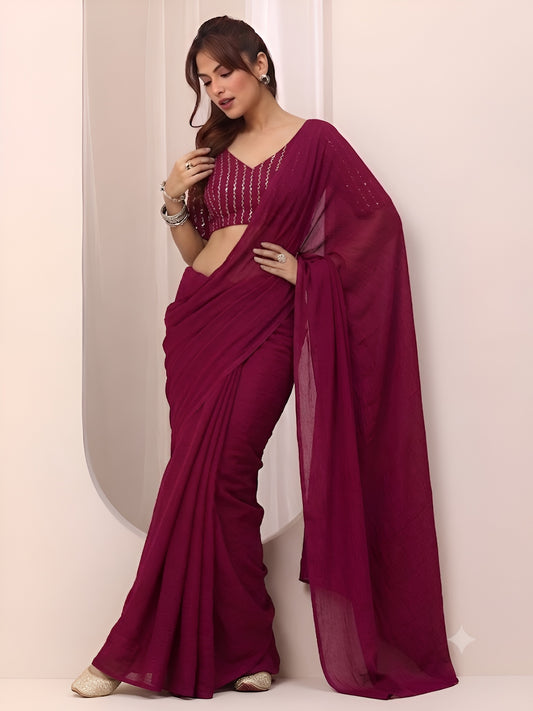 RANGOLI CRUSH SAREE WITH BITS SEQUENCE WORK BLOUSE