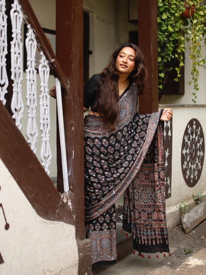 Design Lunch Premium Japan Satin Silk Mirror Work Saree Collection