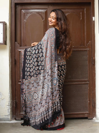 Design Lunch Premium Japan Satin Silk Mirror Work Saree Collection