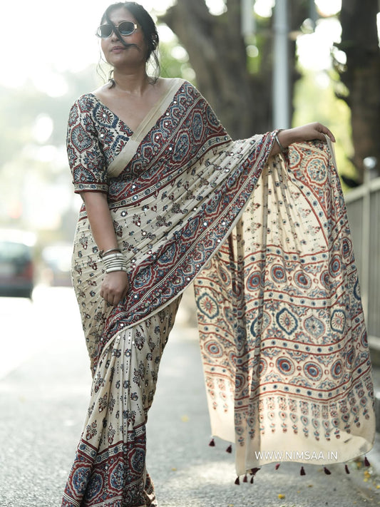 Design Lunch Premium Japan Satin Silk Mirror Work Saree Collection