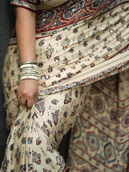 Design Lunch Premium Japan Satin Silk Mirror Work Saree Collection