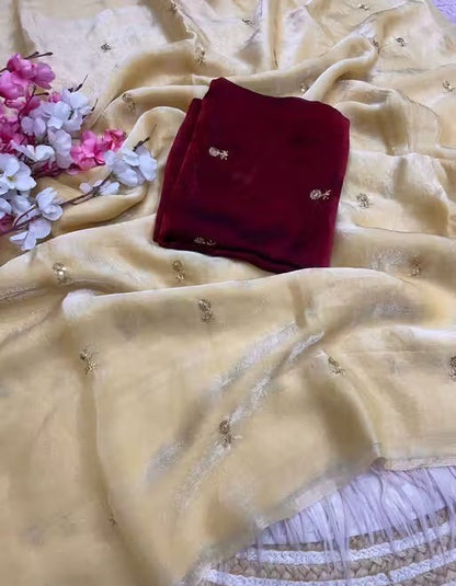 Floral Embroidered Silk Saree
