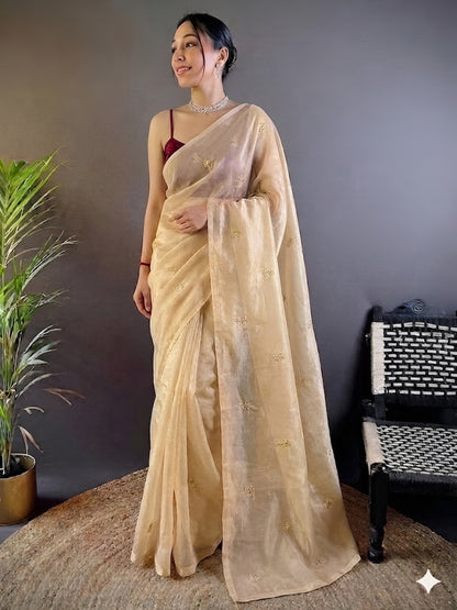 Floral Embroidered Silk Saree