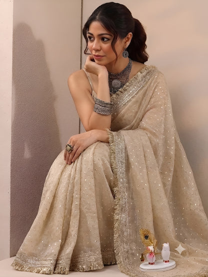 Moss silk with Jaquard Butti Ready To Wear Saree