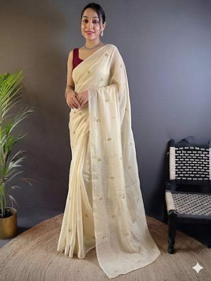 Floral Embroidered Silk Saree
