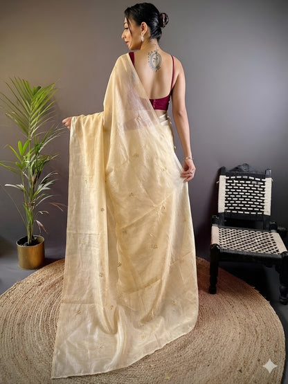 Floral Embroidered Silk Saree