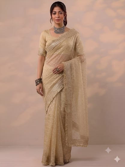 Moss silk with Jaquard Butti Ready To Wear Saree