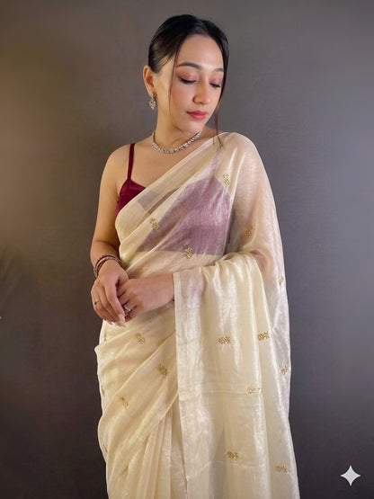 Floral Embroidered Silk Saree