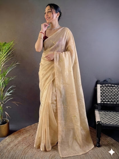 Floral Embroidered Silk Saree
