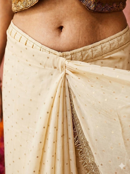 Moss silk with Jaquard Butti Ready To Wear Saree