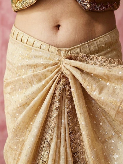 Moss silk with Jaquard Butti Ready To Wear Saree