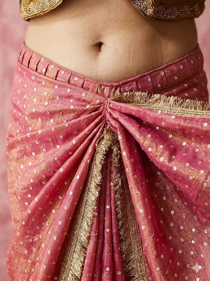 Moss silk with Jaquard Butti Ready To Wear Saree
