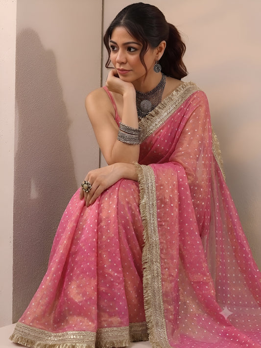 Moss silk with Jaquard Butti Ready To Wear Saree