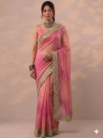 Moss silk with Jaquard Butti Ready To Wear Saree