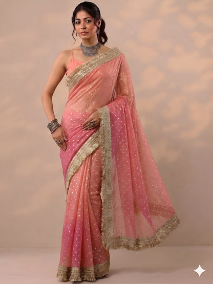 Moss silk with Jaquard Butti Ready To Wear Saree