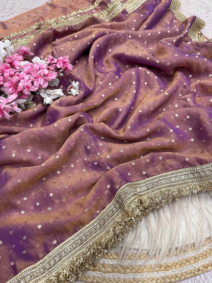 Moss silk with Jaquard Butti Ready To Wear Saree