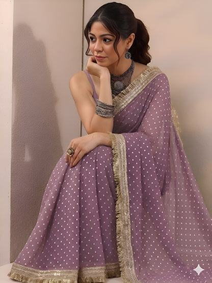 Moss silk with Jaquard Butti Ready To Wear Saree