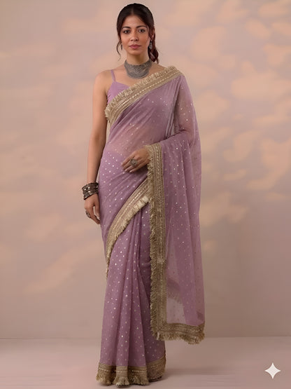 Moss silk with Jaquard Butti Ready To Wear Saree