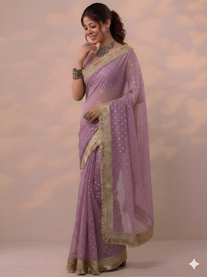 Moss silk with Jaquard Butti Ready To Wear Saree