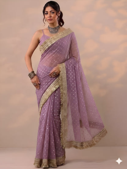 Moss silk with Jaquard Butti Ready To Wear Saree