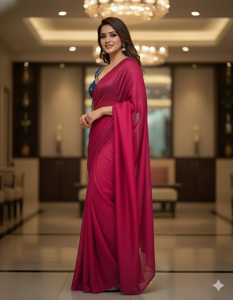 Chiffon Saree with Ready Stitched Blouse