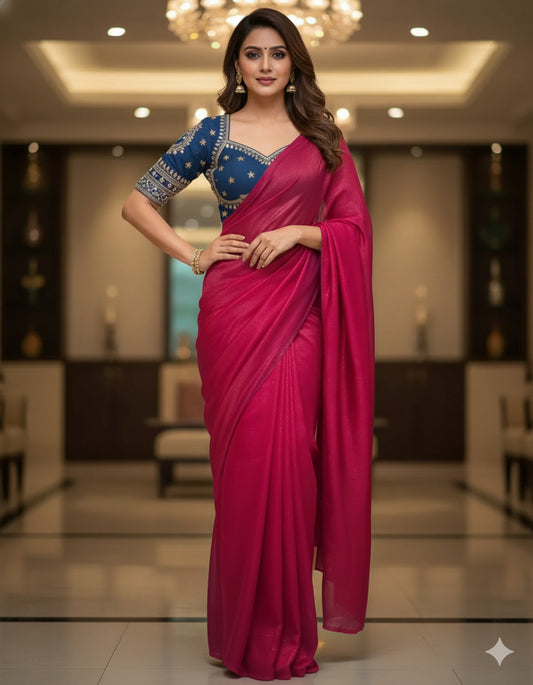 Chiffon Saree with Ready Stitched Blouse