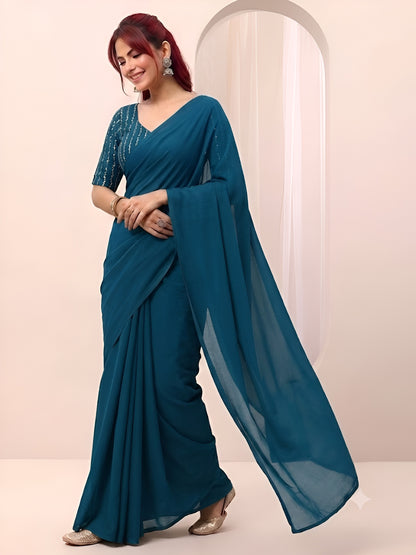 RANGOLI CRUSH SAREE WITH BITS SEQUENCE WORK BLOUSE