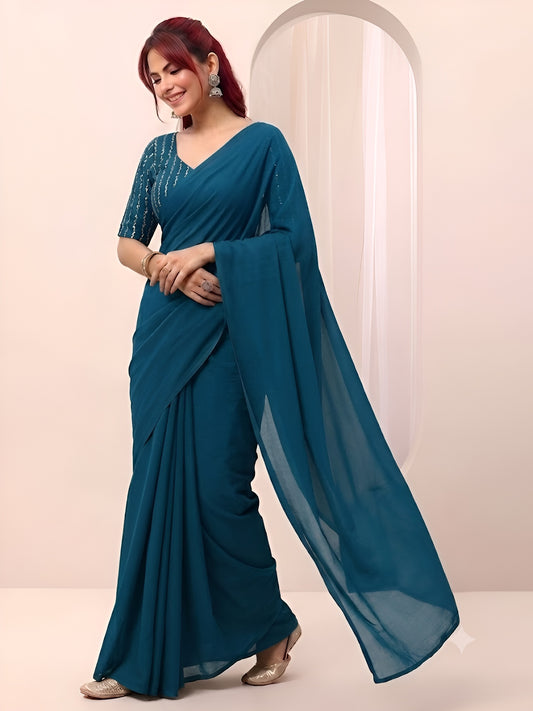 RANGOLI CRUSH SAREE WITH BITS SEQUENCE WORK BLOUSE
