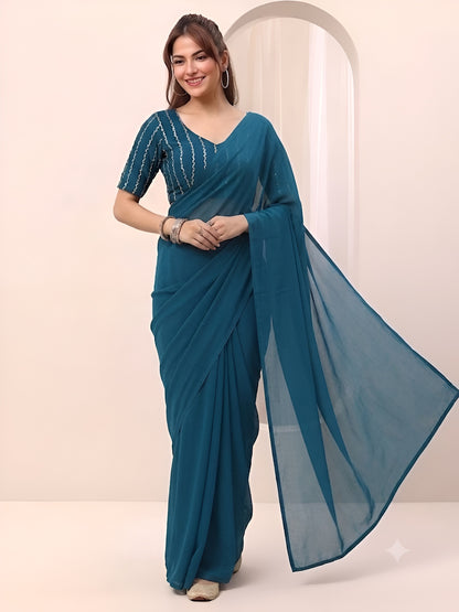 RANGOLI CRUSH SAREE WITH BITS SEQUENCE WORK BLOUSE