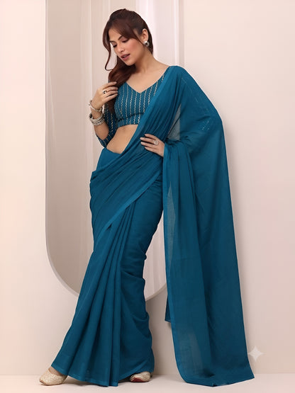 RANGOLI CRUSH SAREE WITH BITS SEQUENCE WORK BLOUSE