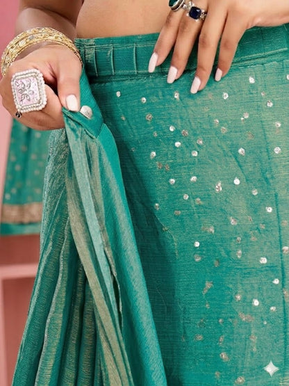 Moss silk with Jaquard Butti Ready To Wear Saree
