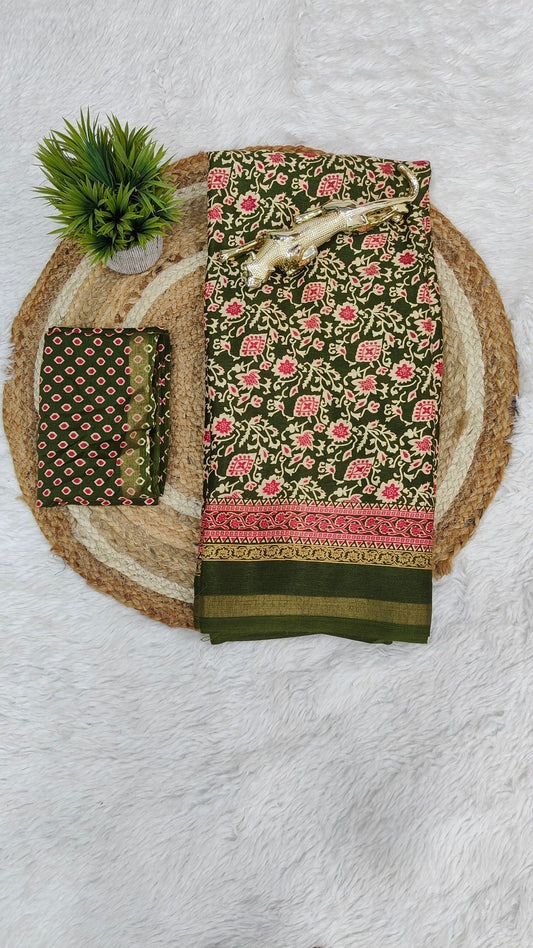 Design Soft Heavy Mall Cotton Silk Sarees