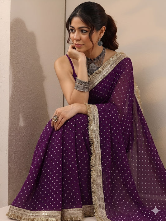 Moss silk with Jaquard Butti Ready To Wear Saree