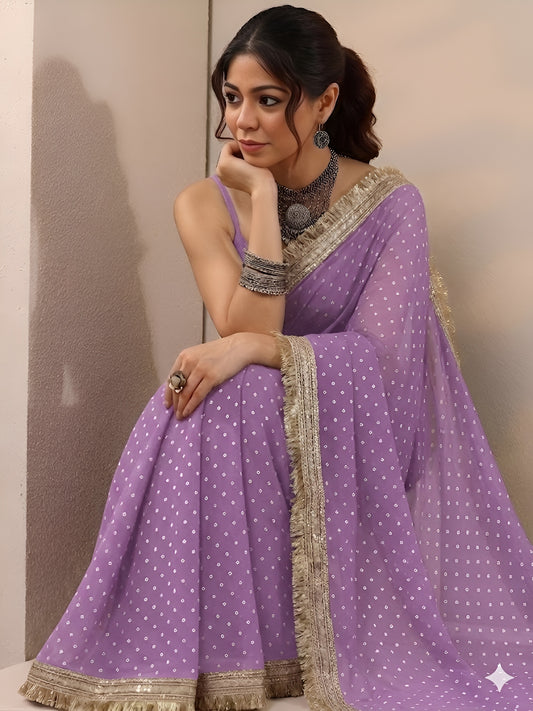 Moss silk with Jaquard Butti Ready To Wear Saree