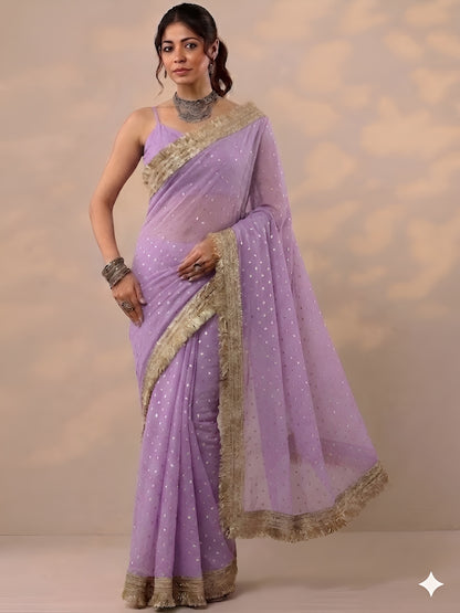 Moss silk with Jaquard Butti Ready To Wear Saree