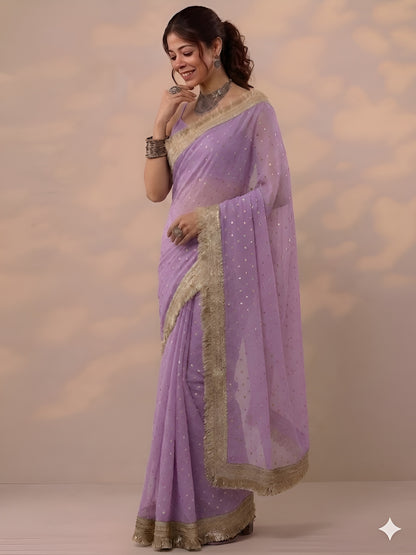 Moss silk with Jaquard Butti Ready To Wear Saree