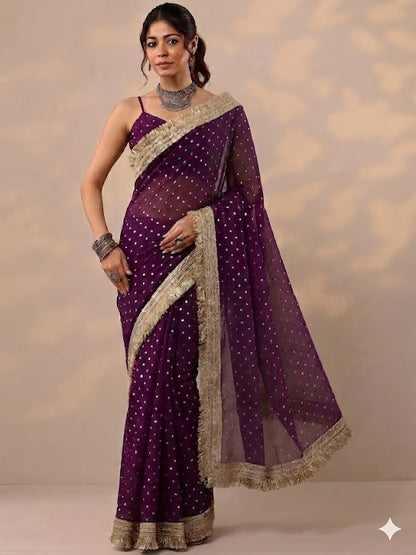 Moss silk with Jaquard Butti Ready To Wear Saree