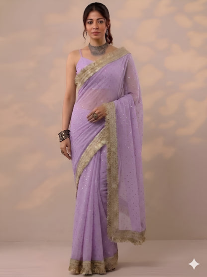 Moss silk with Jaquard Butti Ready To Wear Saree