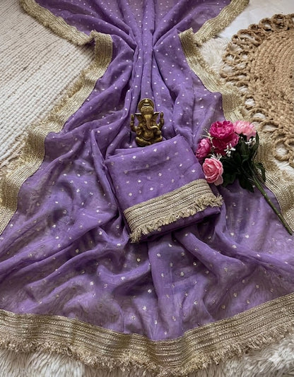 Moss silk with Jaquard Butti Ready To Wear Saree