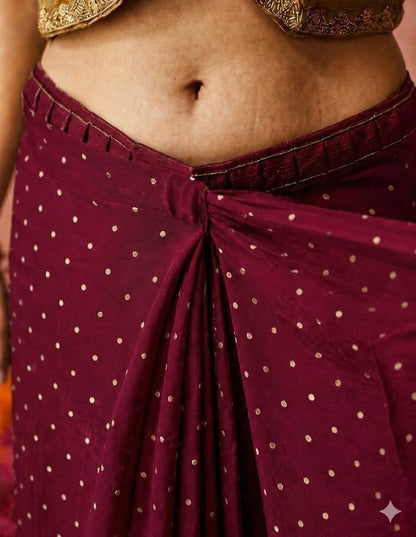 Moss silk with Jaquard Butti Ready To Wear Saree