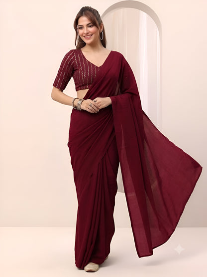 RANGOLI CRUSH SAREE WITH BITS SEQUENCE WORK BLOUSE