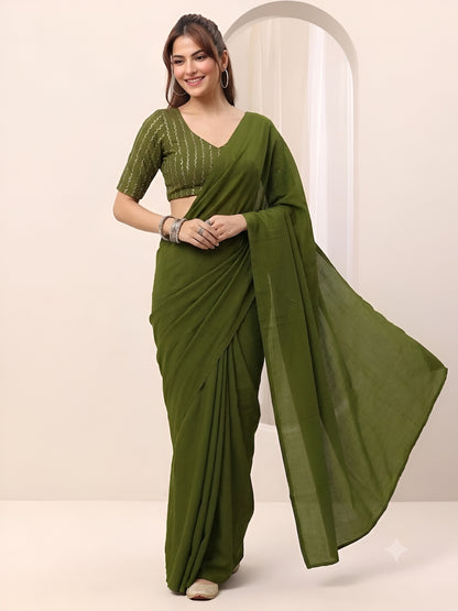 RANGOLI CRUSH SAREE WITH BITS SEQUENCE WORK BLOUSE