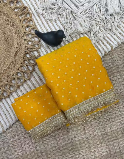 Moss silk with Jaquard Butti Saree