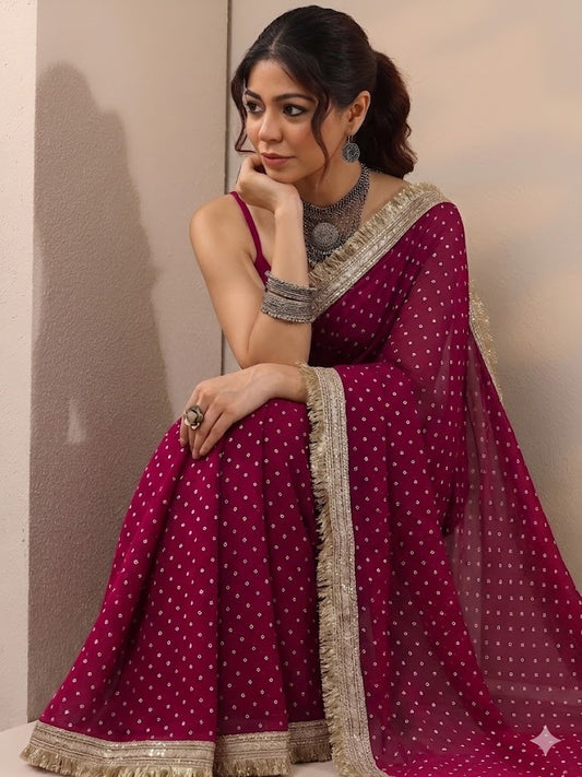 Moss silk with Jaquard Butti Ready To Wear Saree