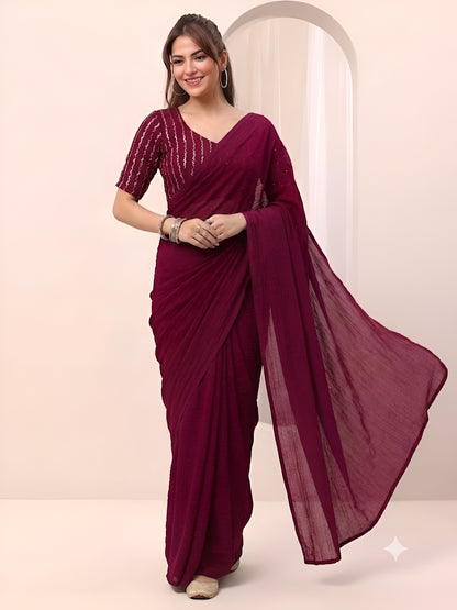 RANGOLI CRUSH SAREE WITH BITS SEQUENCE WORK BLOUSE