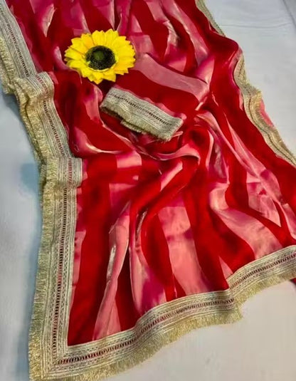 Moss Satin Lace Border Saree