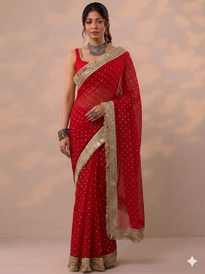 Moss silk with Jaquard Butti Ready To Wear Saree