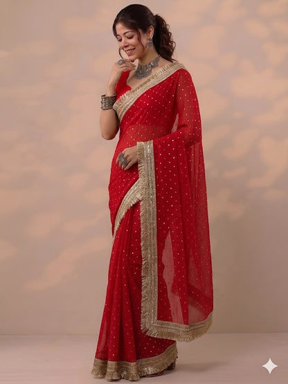 Moss silk with Jaquard Butti Ready To Wear Saree