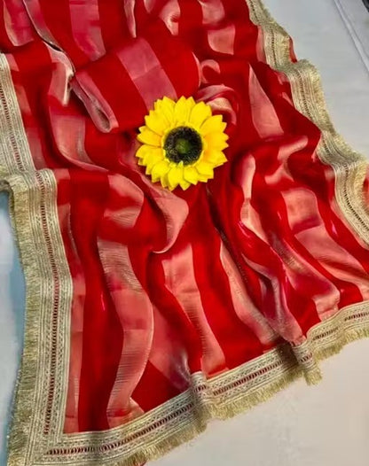 Moss Satin Lace Border Saree