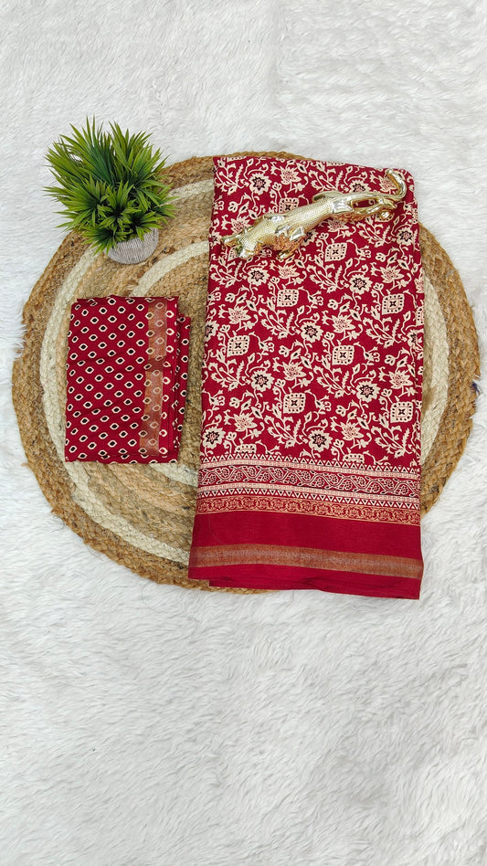 Design Soft Heavy Mall Cotton Silk Sarees